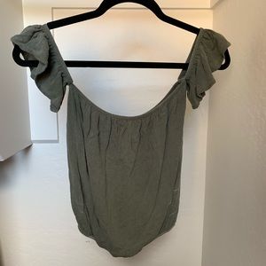 Cropped green off the shoulder top